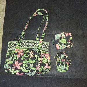 Vera Bradley Botanica Purse Bag With Accessories Included